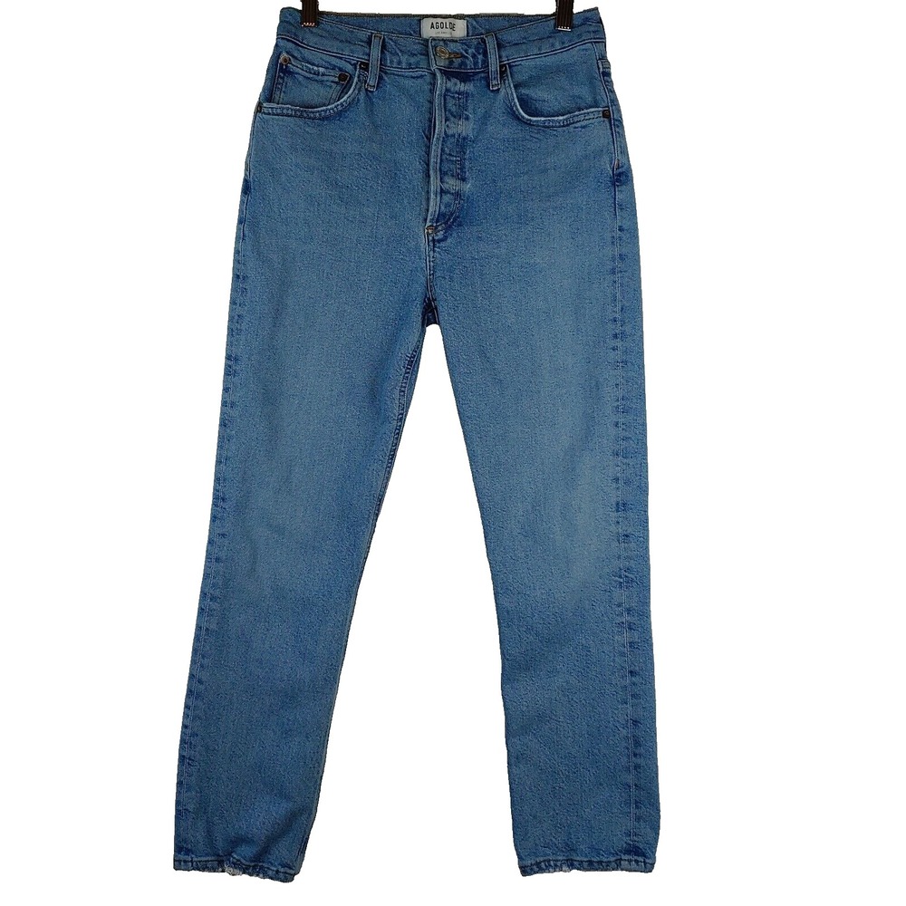 Agolde Jeans Womens 27 (28x25) Blue Riley Crop Button Fly Skinny Ankle Denim